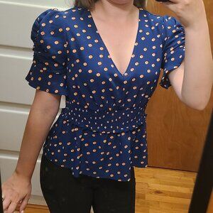 Rabbit Rose Peplum Top Short Sleeve (S) Small